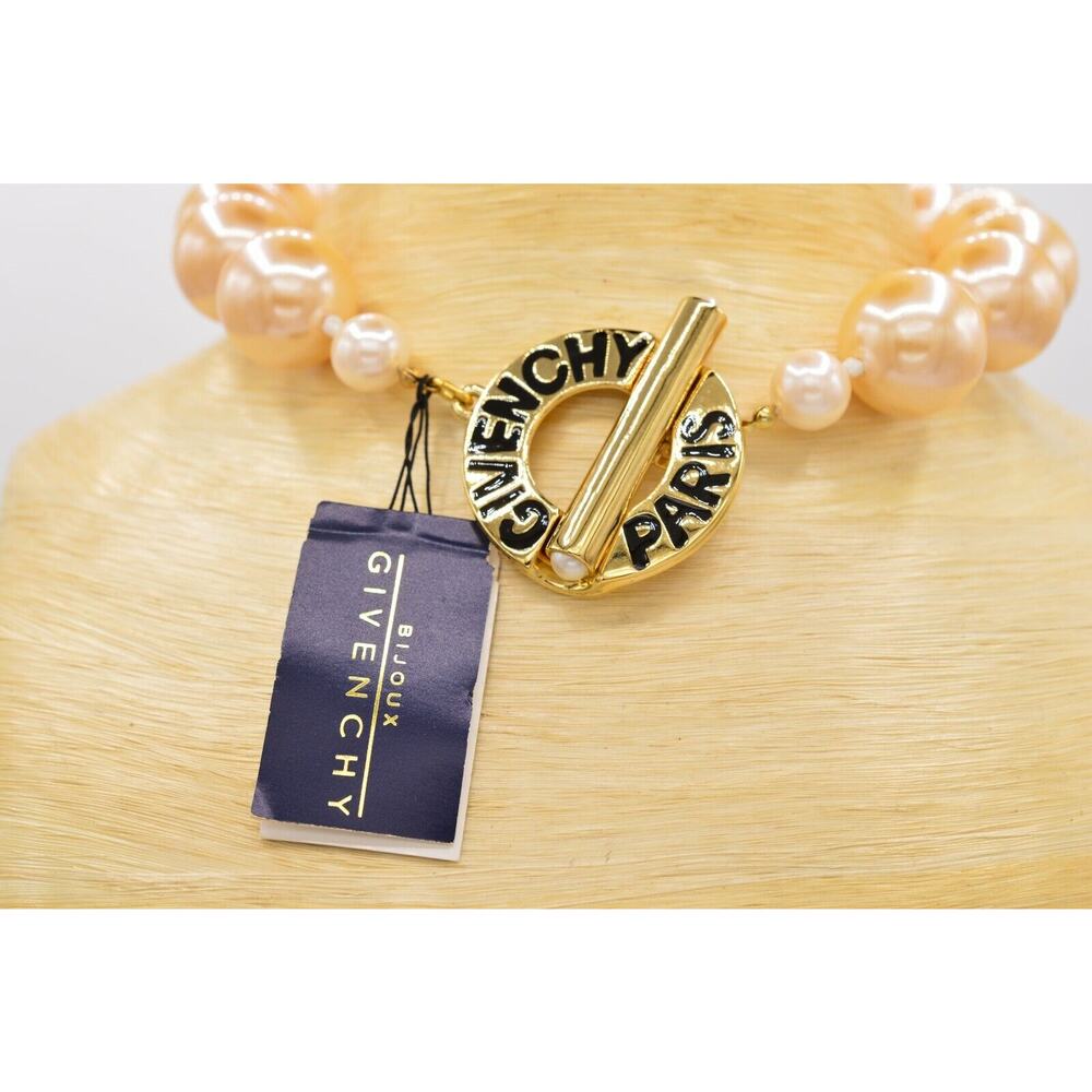 Givenchy Vintage Runway Logo Choker Necklace Chunky Pearl Bold NOS 1980s BinN - Picture 2 of 12